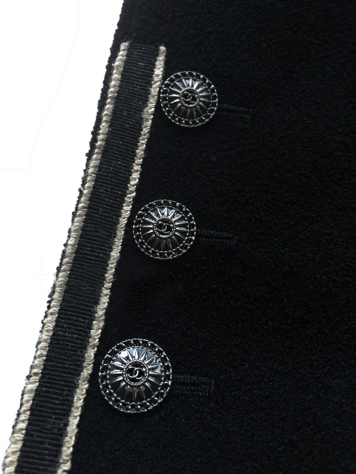 Chanel Paris / Singapore Black Tweed Coat 4