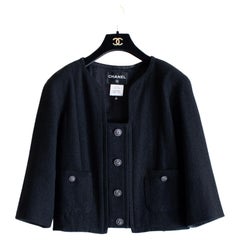 Chanel Paris/Singapore Black Tweed Jacket