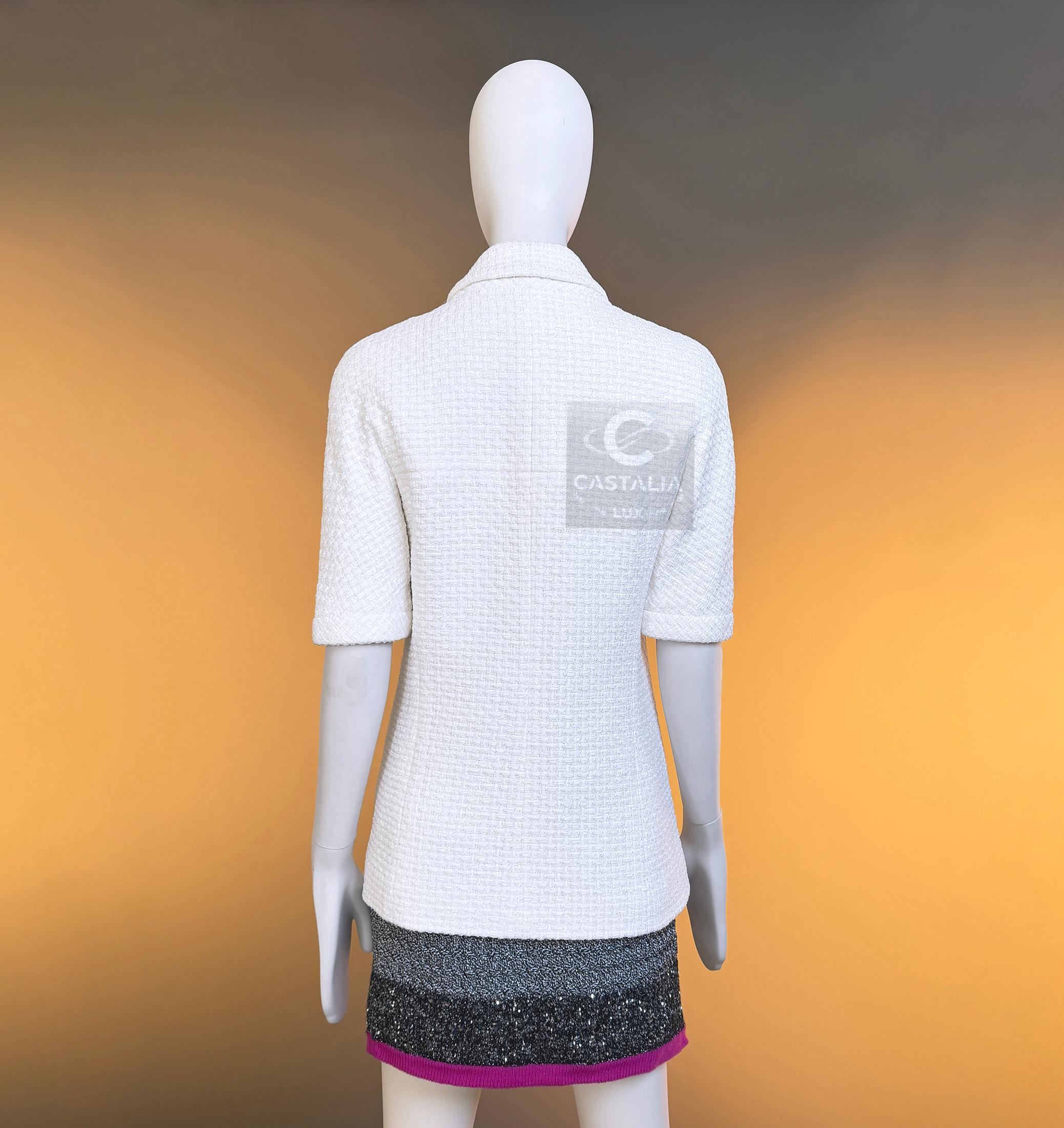 CHANEL Paris / Singapur Iconic Ribbon Tweed Jacke 38 FR im Angebot 8