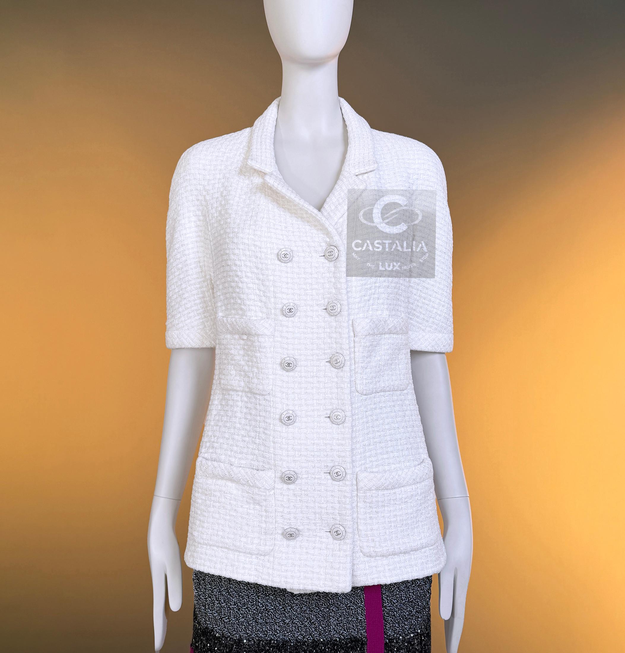 CHANEL Paris / Singapur Iconic Ribbon Tweed Jacke 38 FR im Angebot 2