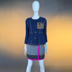 CHANEL Paris / Singapore Royal Blue Lesage Tweed Jacket 40 FR