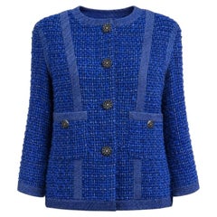 CHANEL Paris / Singapore Royal Blue Lesage Tweed Jacket 40 FR