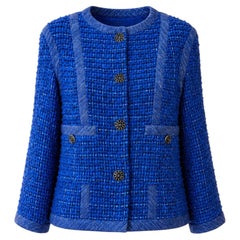 CHANEL Paris / Singapore Royal Blue Lesage Tweed Jacket 40 FR