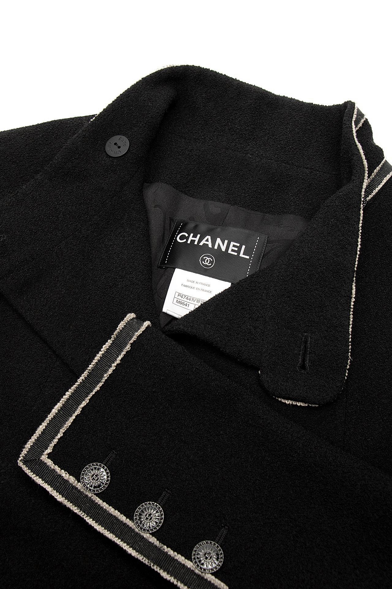 Chanel Paris / Singapur Laufsteg Schwarzer Tweed-Mantel 5