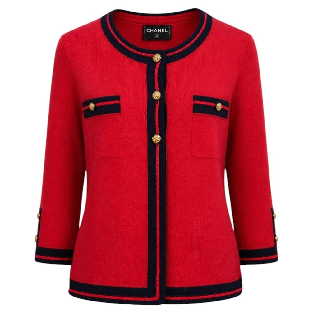 CHANEL Paris / VENICE Collectible Red Cashmere Jacket 40 FR