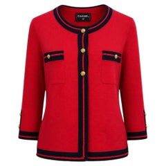 CHANEL Paris / VENICE Collectible Red Cashmere Jacket 40 FR