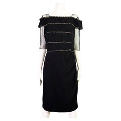 Chanel Paris / Venice Collectors Black Tweed Dress 40 FR