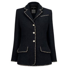 CHANEL Paris / Venice Iconic Black Tweed Jacket 34 FR