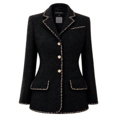 CHANEL Paris / Venice Iconic Black Tweed Jacket 34 FR