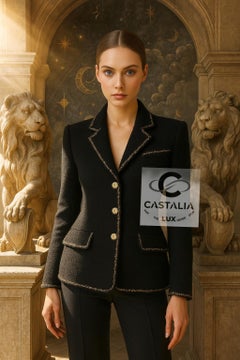 CHANEL Paris / VENICE Iconic Black Tweed Jacket 38 FR