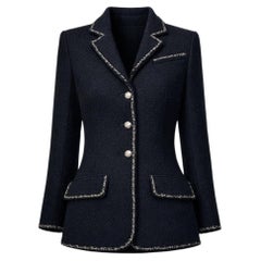 Chanel Paris / VENICE Iconic Black Tweed Jacket 38 FR