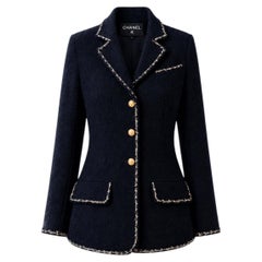 CHANEL Paris / Venice Iconic Navy CC Buttons Tweed Jacket 40 FR
