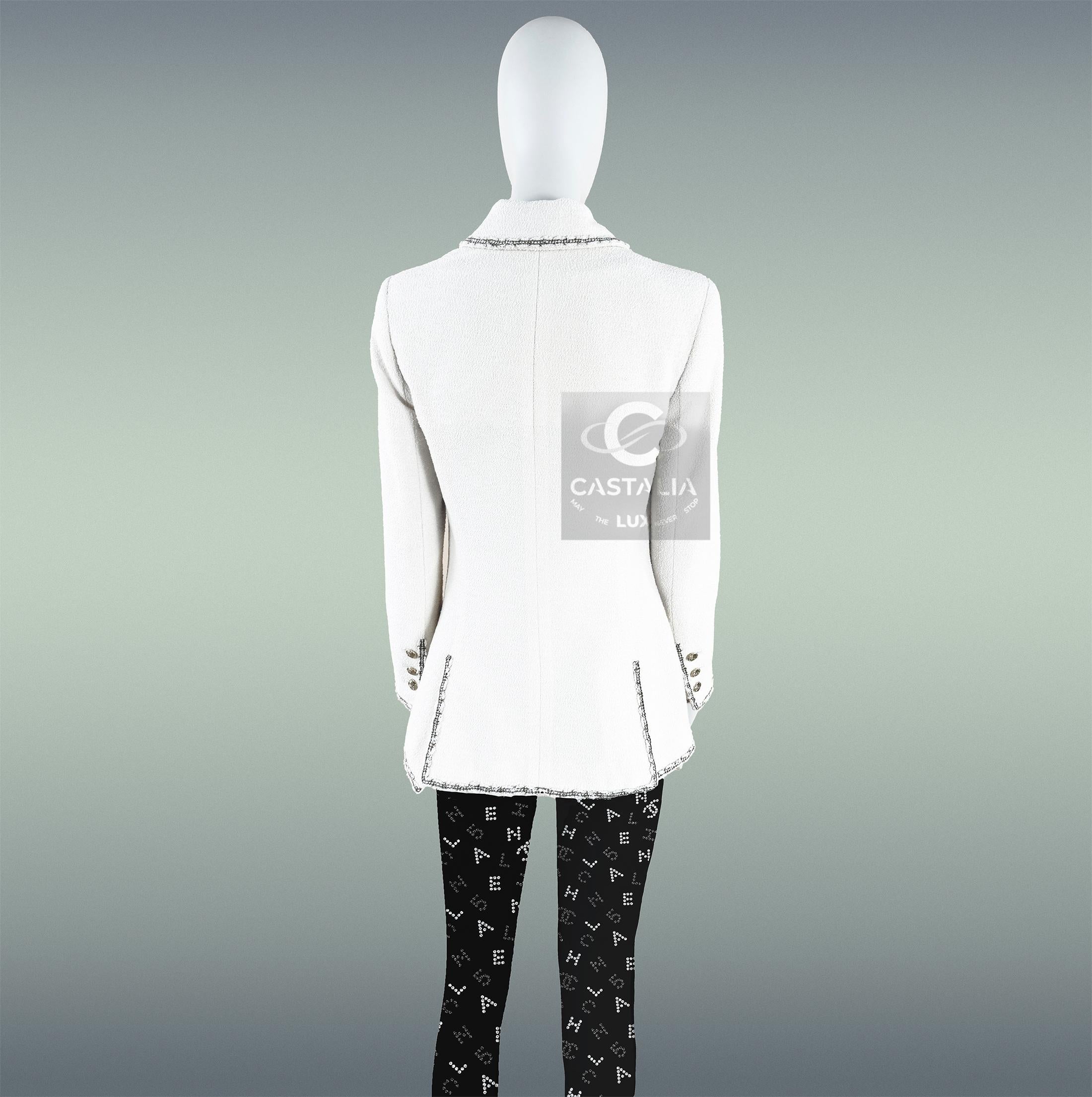 Chanel Paris / Venedig legendäre Ecru Tweed Jacke 36 FR im Angebot 5