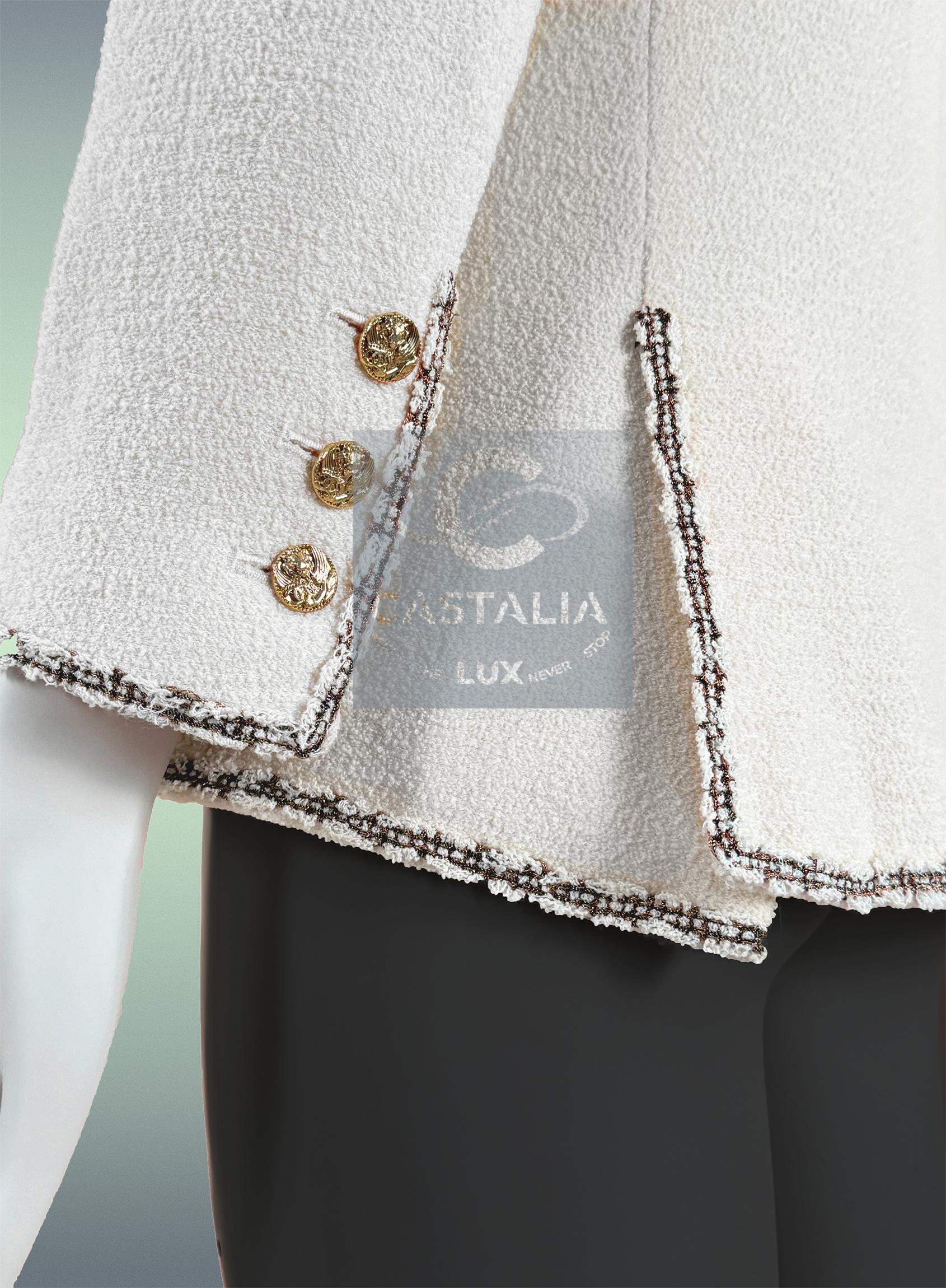 Chanel Paris / Venedig legendäre Ecru Tweed Jacke 36 FR im Angebot 3
