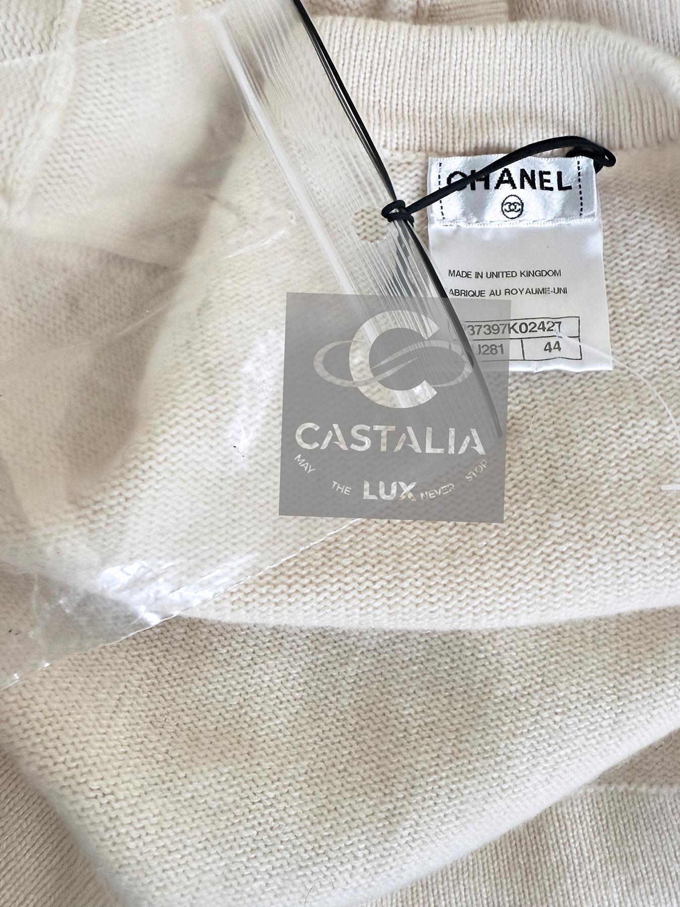 Chanel Paris / Venice New Ecru Cashmere Cardi Coat 46 FR For Sale 5
