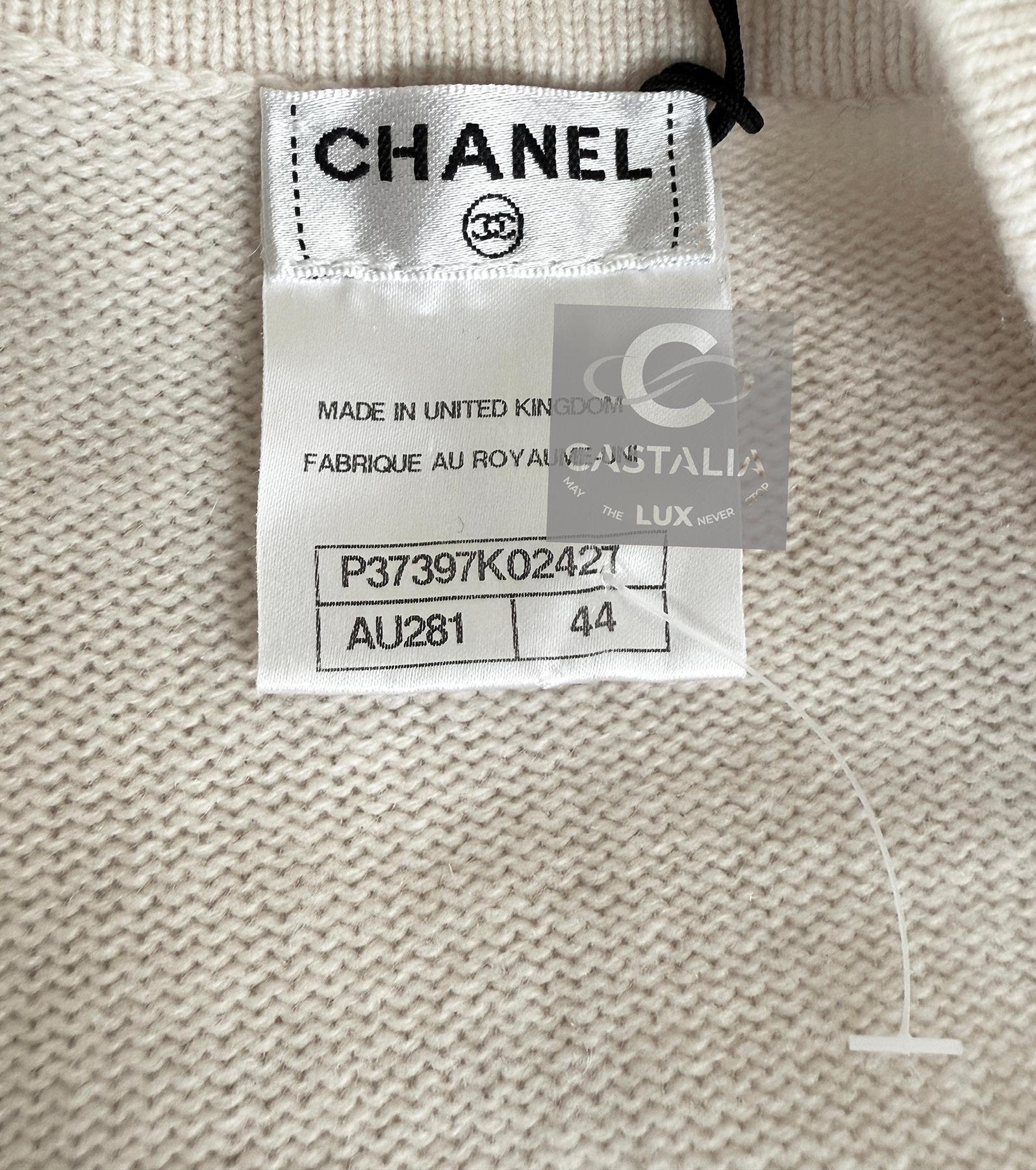 Chanel Paris / Venice New Ecru Cashmere Cardi Coat 46 FR For Sale 6