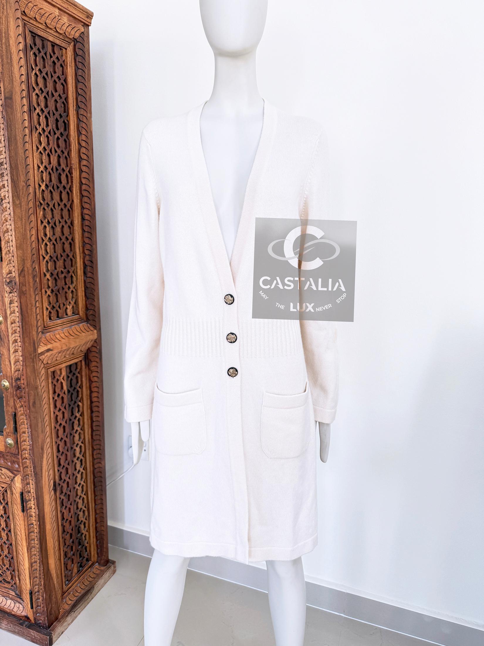 Chanel Paris / Venice New Ecru Cashmere Cardi Coat 46 FR For Sale 1