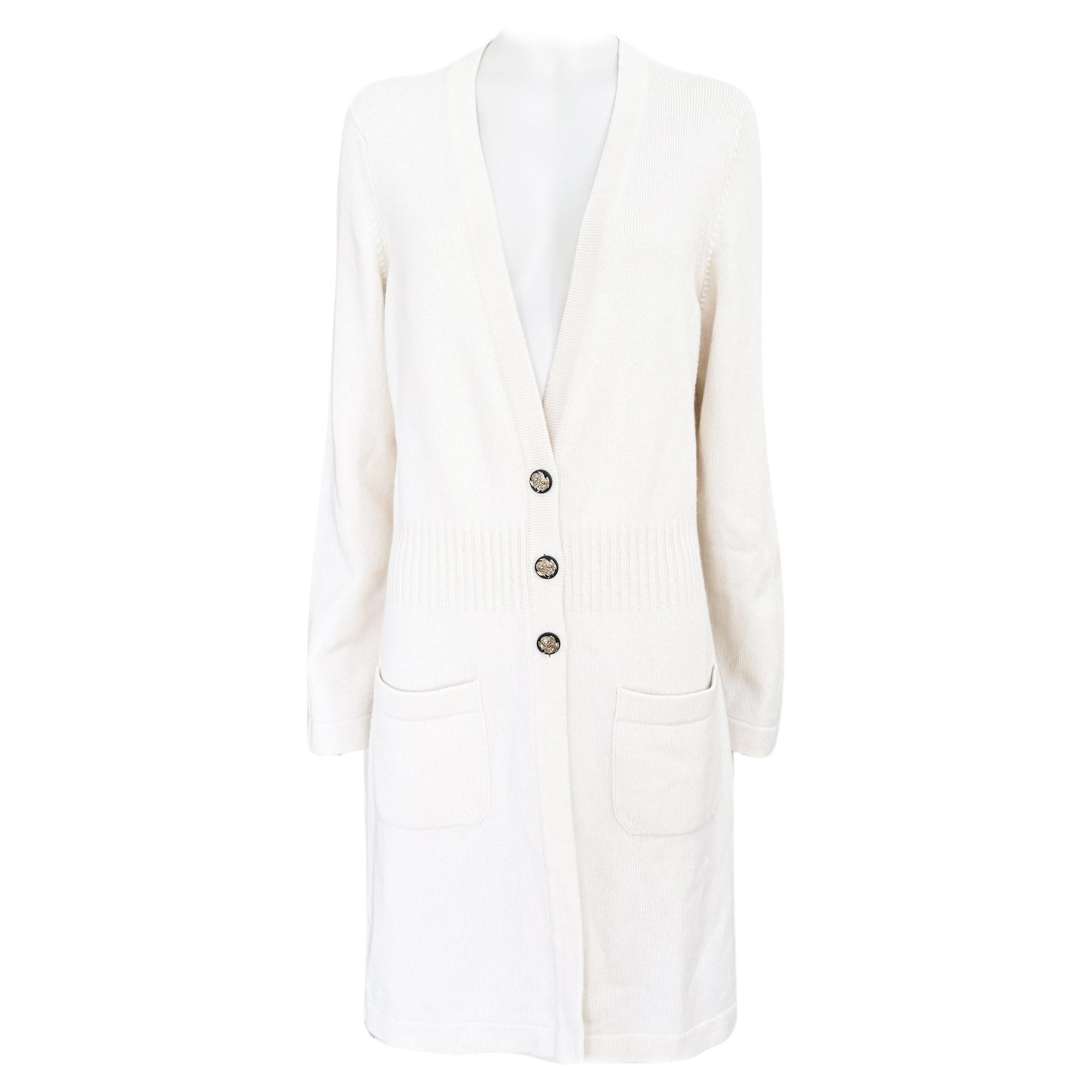 Chanel Paris/Venise Nouveau Cardi Coat en cachemire écru 46 FR