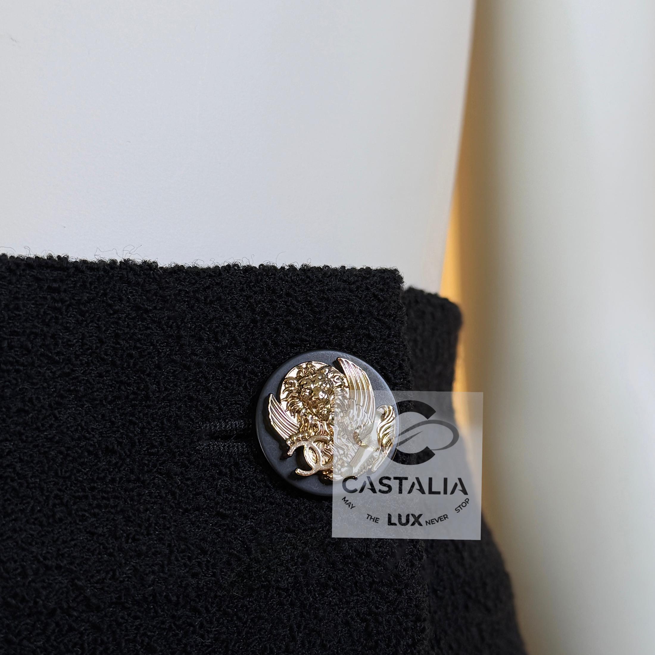 CHANEL Paris / VENICE Runway Black Tweed Skirt 36 FR en venta 5