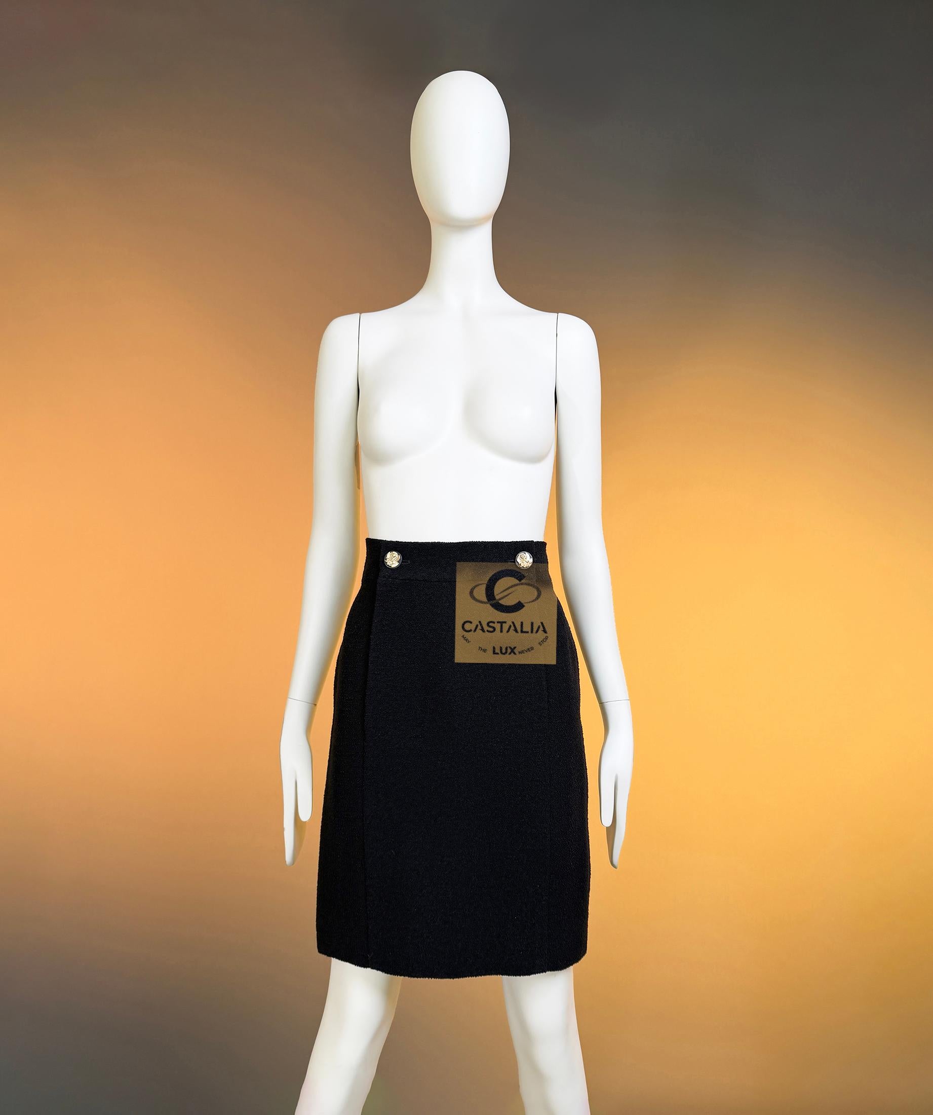 CHANEL Paris / VENICE Runway Black Tweed Skirt 36 FR Negro en venta