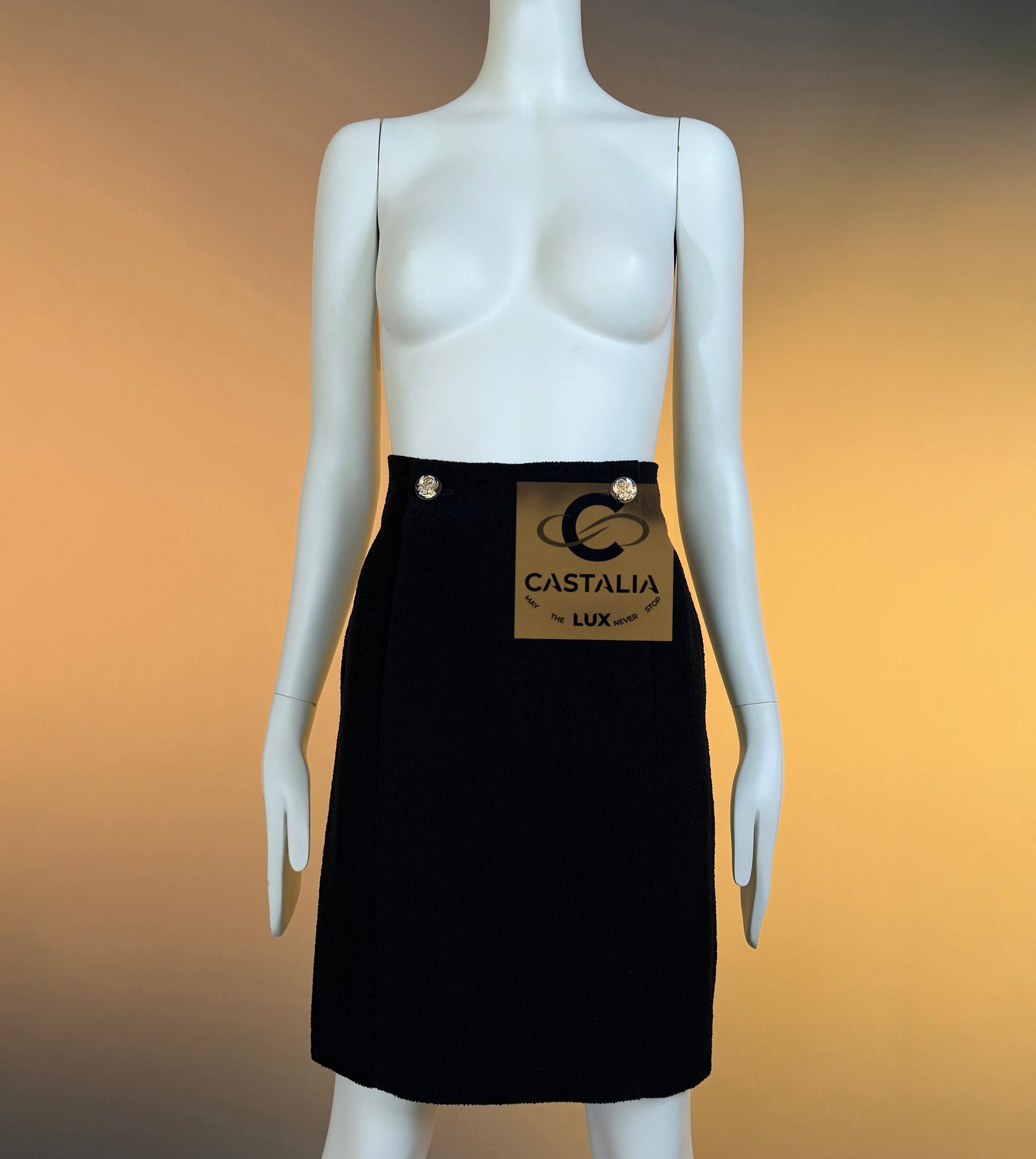 Femenino o masculino CHANEL Paris / VENICE Runway Black Tweed Skirt 36 FR en venta