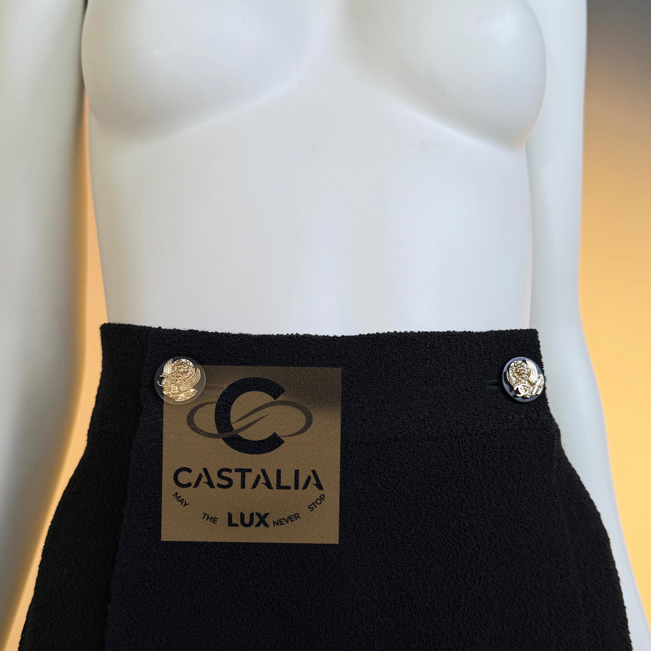 CHANEL Paris / VENICE Runway Black Tweed Skirt 36 FR en venta 1