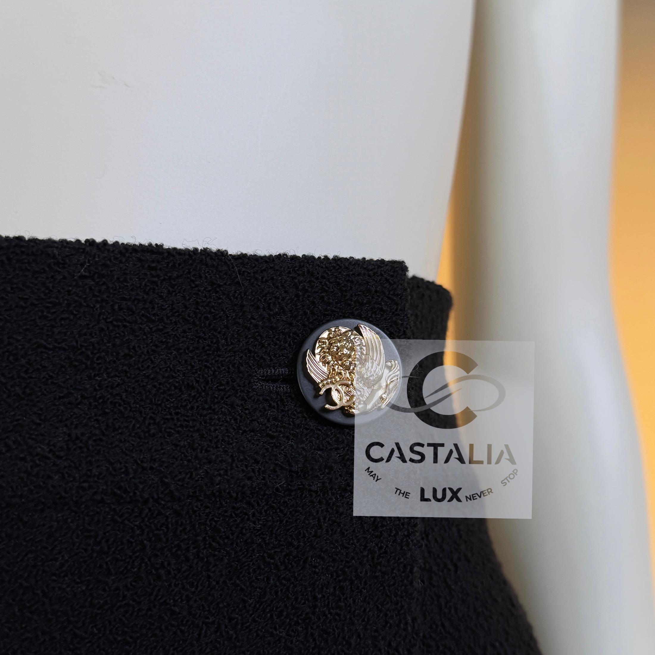 CHANEL Paris / VENICE Runway Black Tweed Skirt 36 FR en venta 2