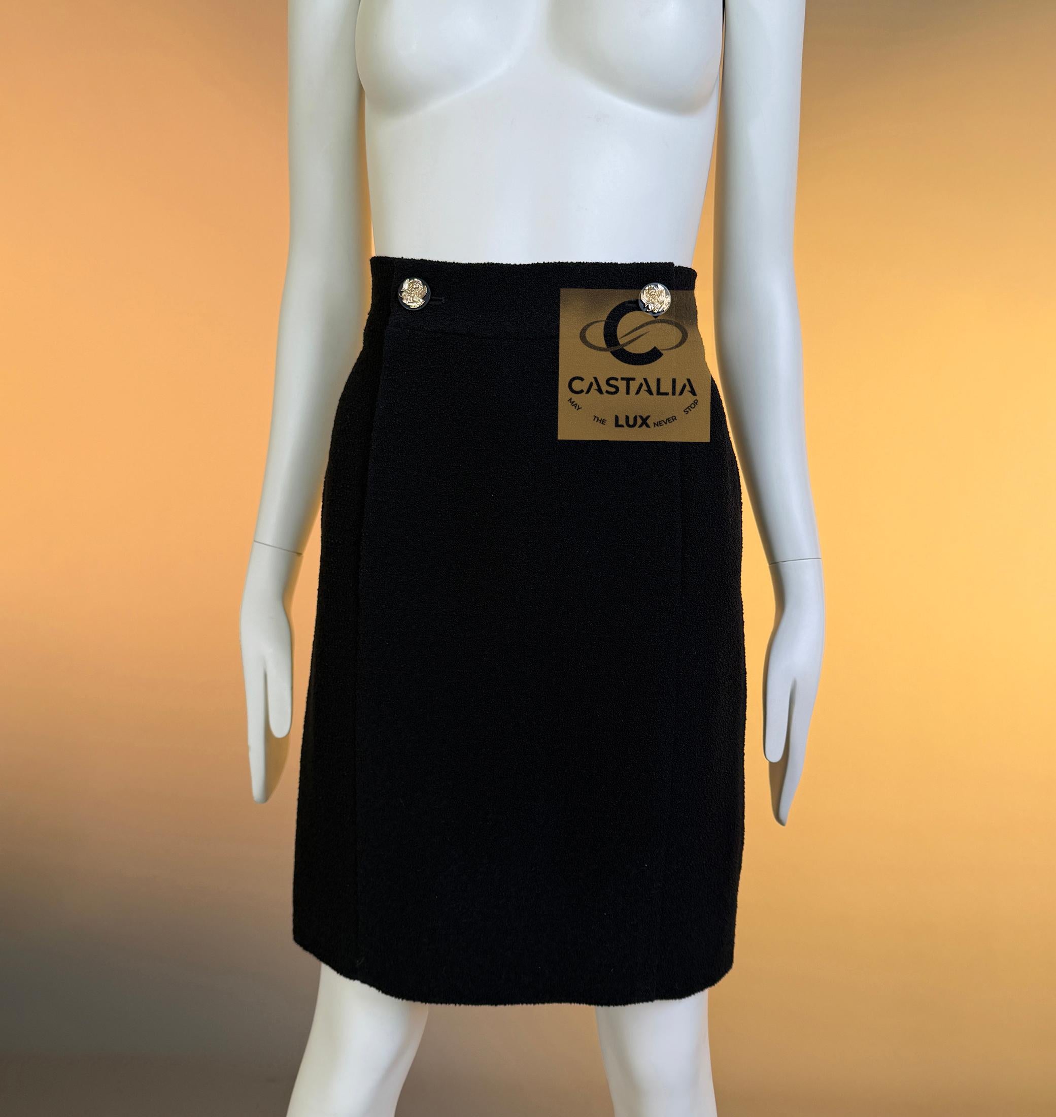 CHANEL Paris / VENICE Runway Black Tweed Skirt 36 FR en venta 3