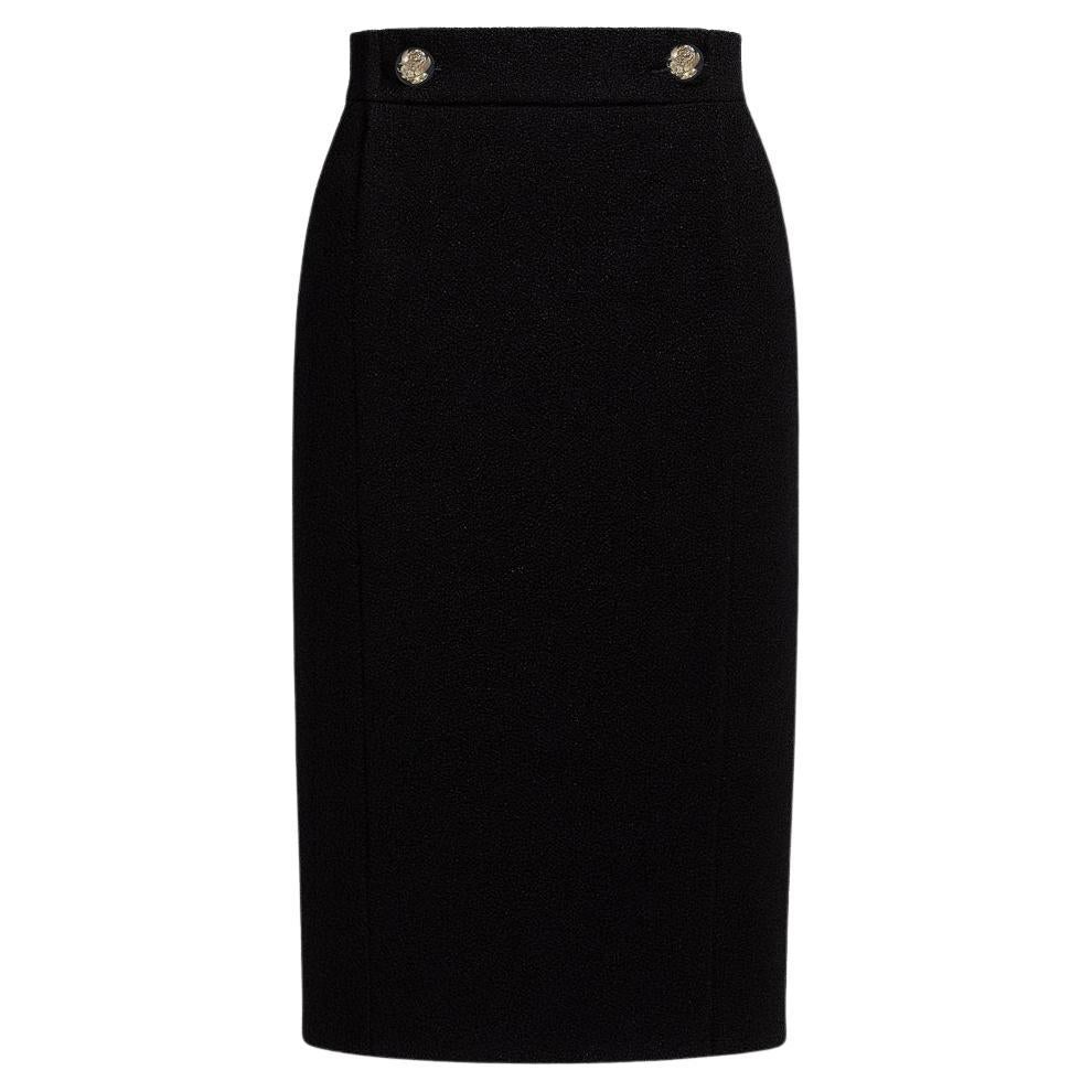 CHANEL Paris / VENICE Runway Black Tweed Skirt 36 FR
