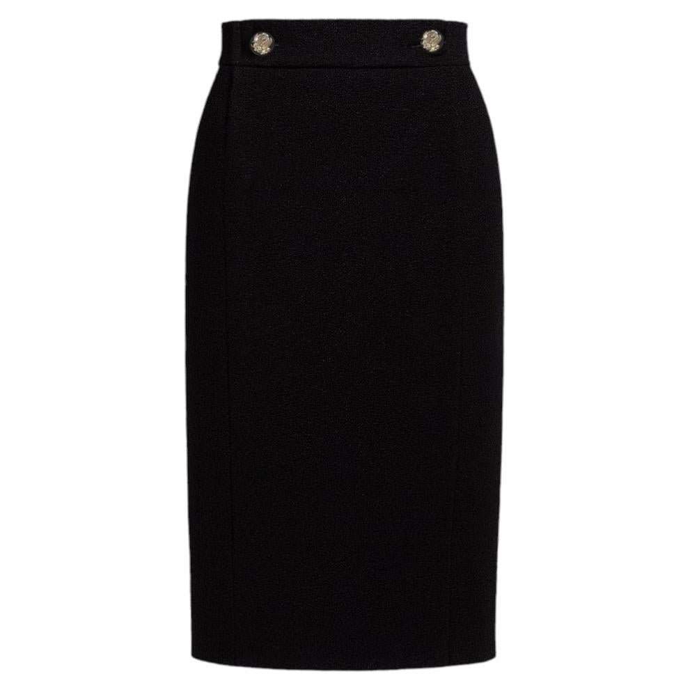 CHANEL Paris / VENICE Runway Black Tweed Skirt 36 FR