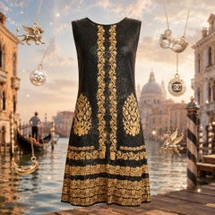 CHANEL Paris / Venedig Laufsteg Schimmerndes Barockkleid 42 FR