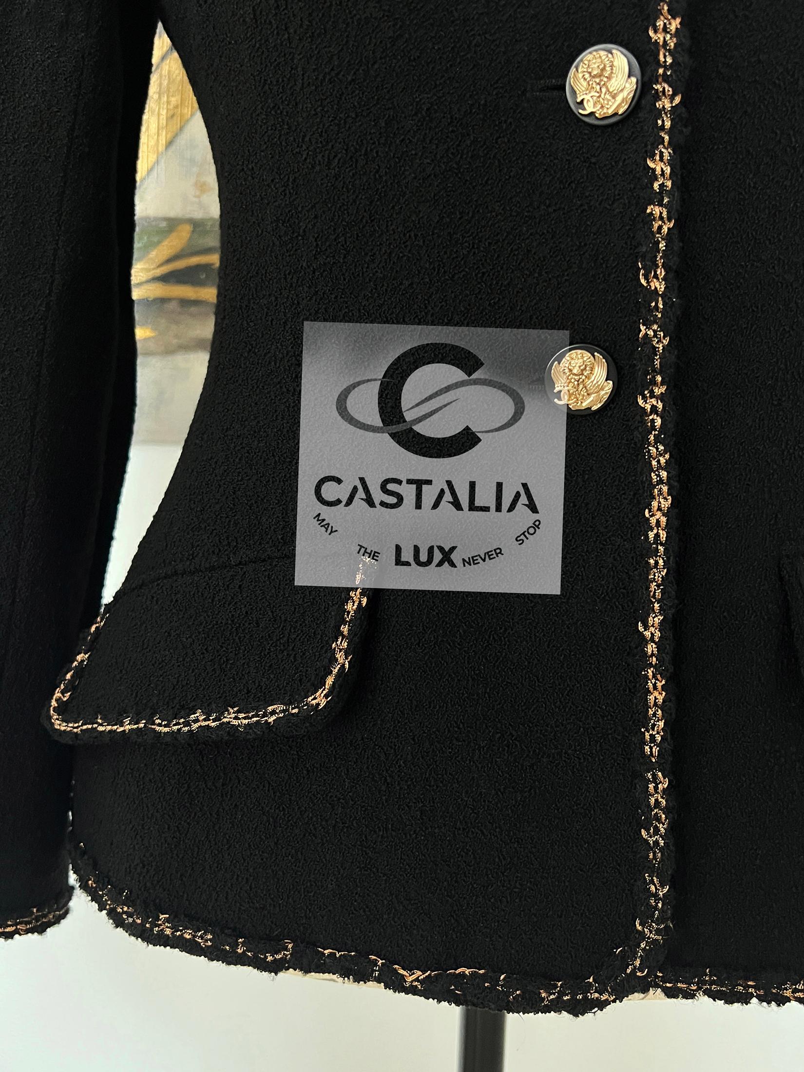 Chanel Paris / VENICE Statement Black Tweed Jacket 38 FR For Sale 11