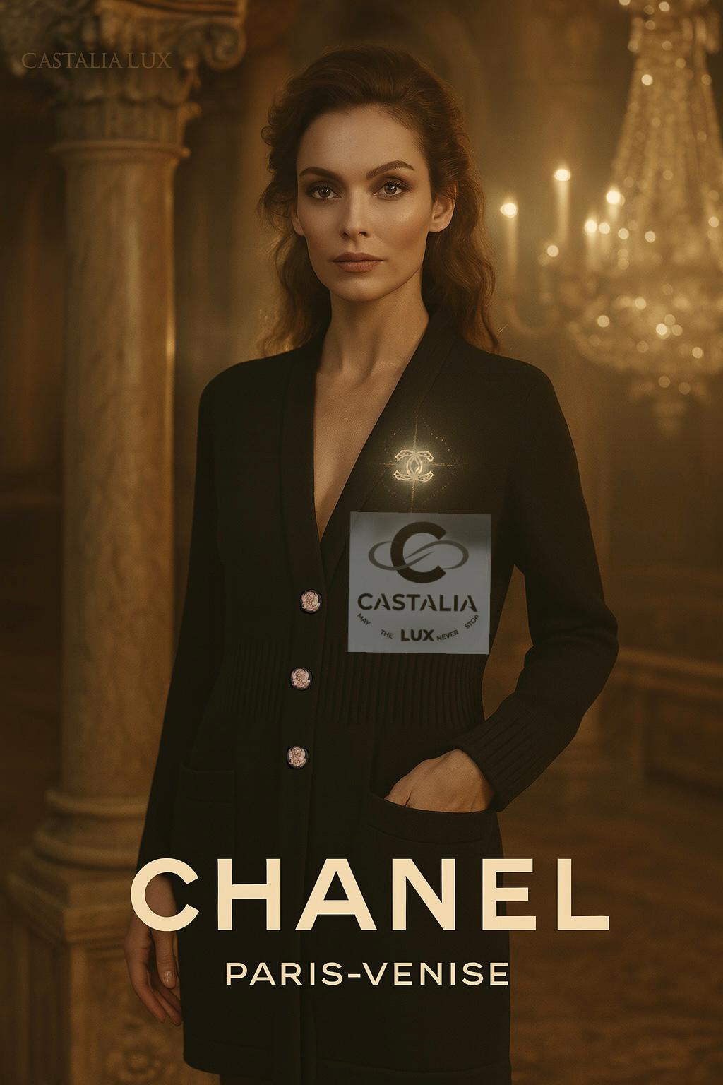 ~ Une ode à l'élégance nocturne, 
ce cardigan en cachemire noir de Chanel, issu de la Collection Croisière Paris / VENICE de Karl Lagerfeld, évoque la grandeur silencieuse des canaux vénitiens au clair de lune

~ Portez-le comme un emblème de