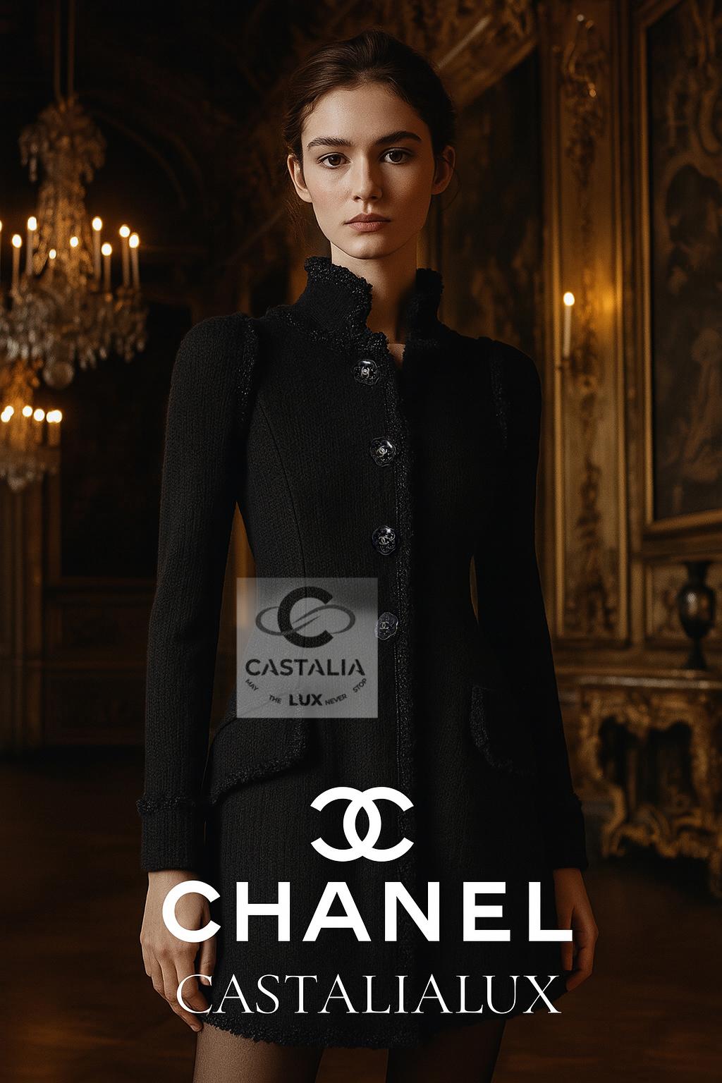 ~ Un opulento testamento del ensueño barroco de Chanel, 
esta chaqueta negra de tweed de la Colección Crucero París / VERSAILLES 
canaliza la grandeza de las cortes francesas con gracia soberana

~ Una pieza de inversión atemporal que irradia