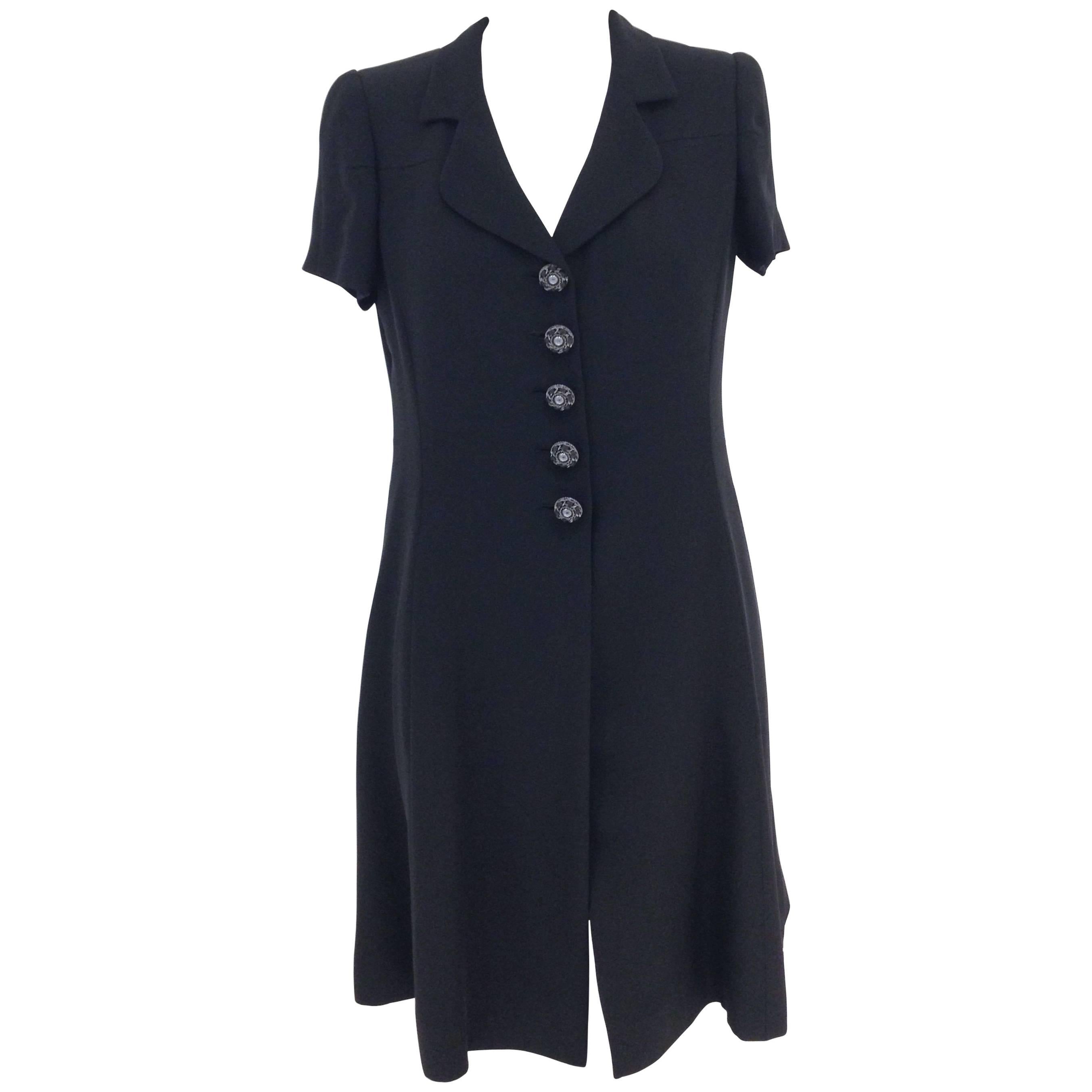 Chanel Paris Versailles Collection Black Silk Coat Dress