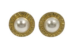 Chanel Paris vintage Classic CC and Mabe Pearl clip Earrings