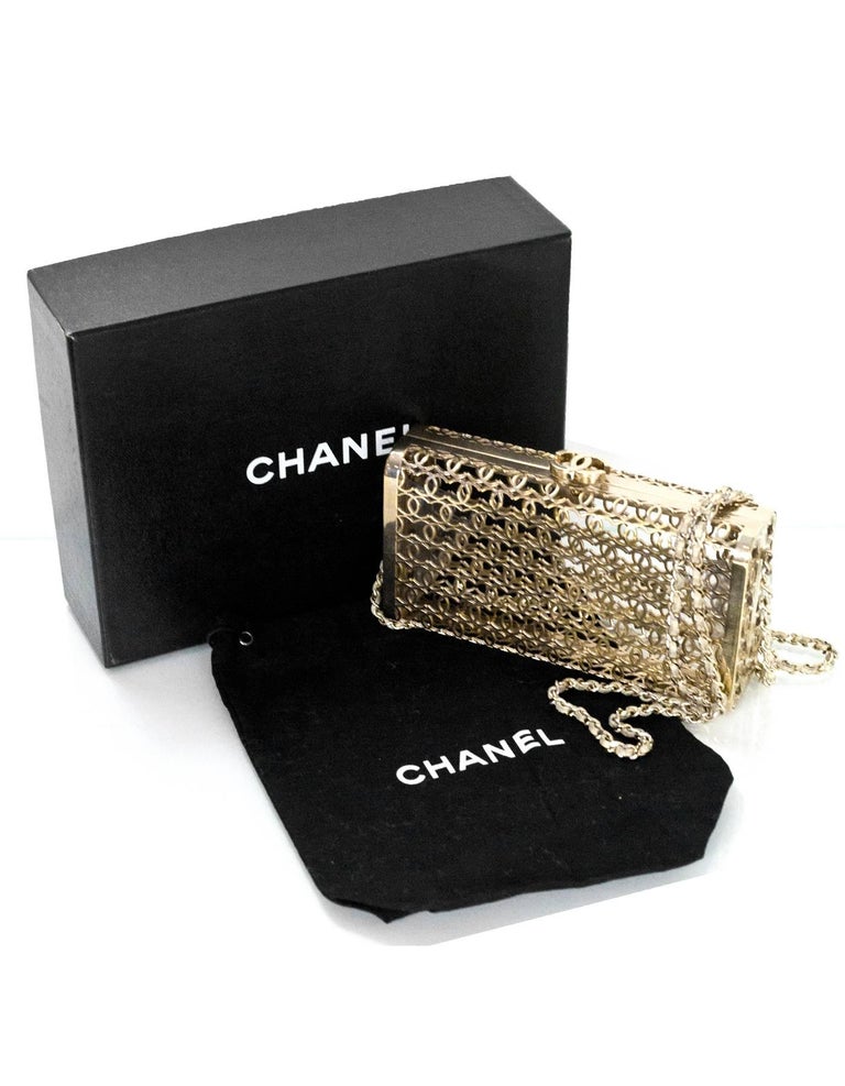 Chanel Paris/Dubai Goldtone CC Moucharabieh Minaudiere Evening Clutch For  Sale at 1stDibs