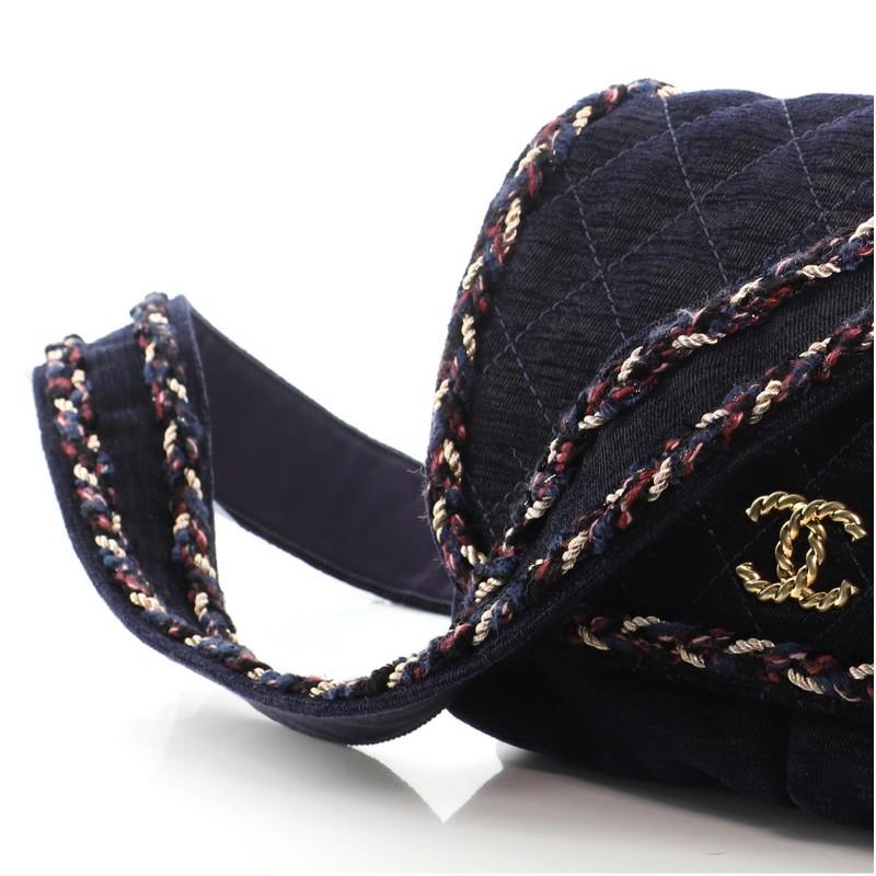 Women's Chanel Parisian Stroll Messenger Bag Quilted Velvet Wool Medium