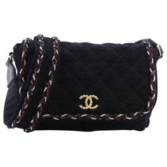 Chanel Pariser Spaziergang Messenger Bag gesteppt Samt Wolle Medium