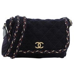 Chanel Parisian Stroll Messenger Bag Quilted Velvet Wool Medium