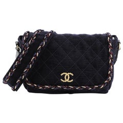 Chanel Parisian Stroll Messenger Bag Quilted Velvet Wool Medium