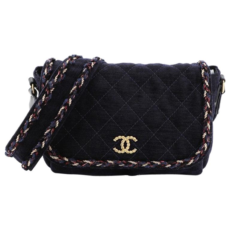 Chanel Parisian Stroll Messenger Bag Quilted Velvet Wool Medium at 1stDibs