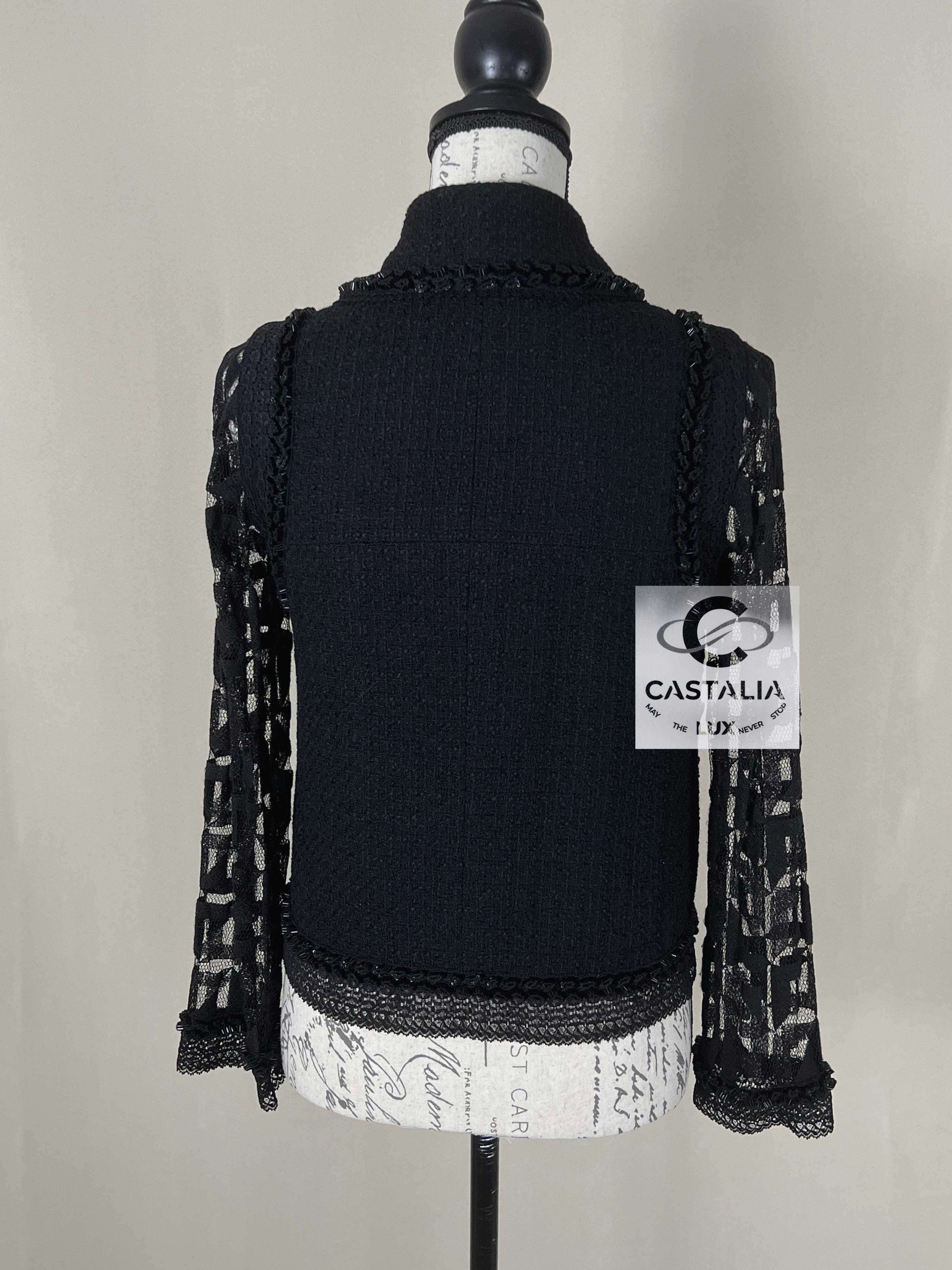 Chanel Parsi / Miami Jewel Detail Black Tweed Jacket 40 FR en vente 9