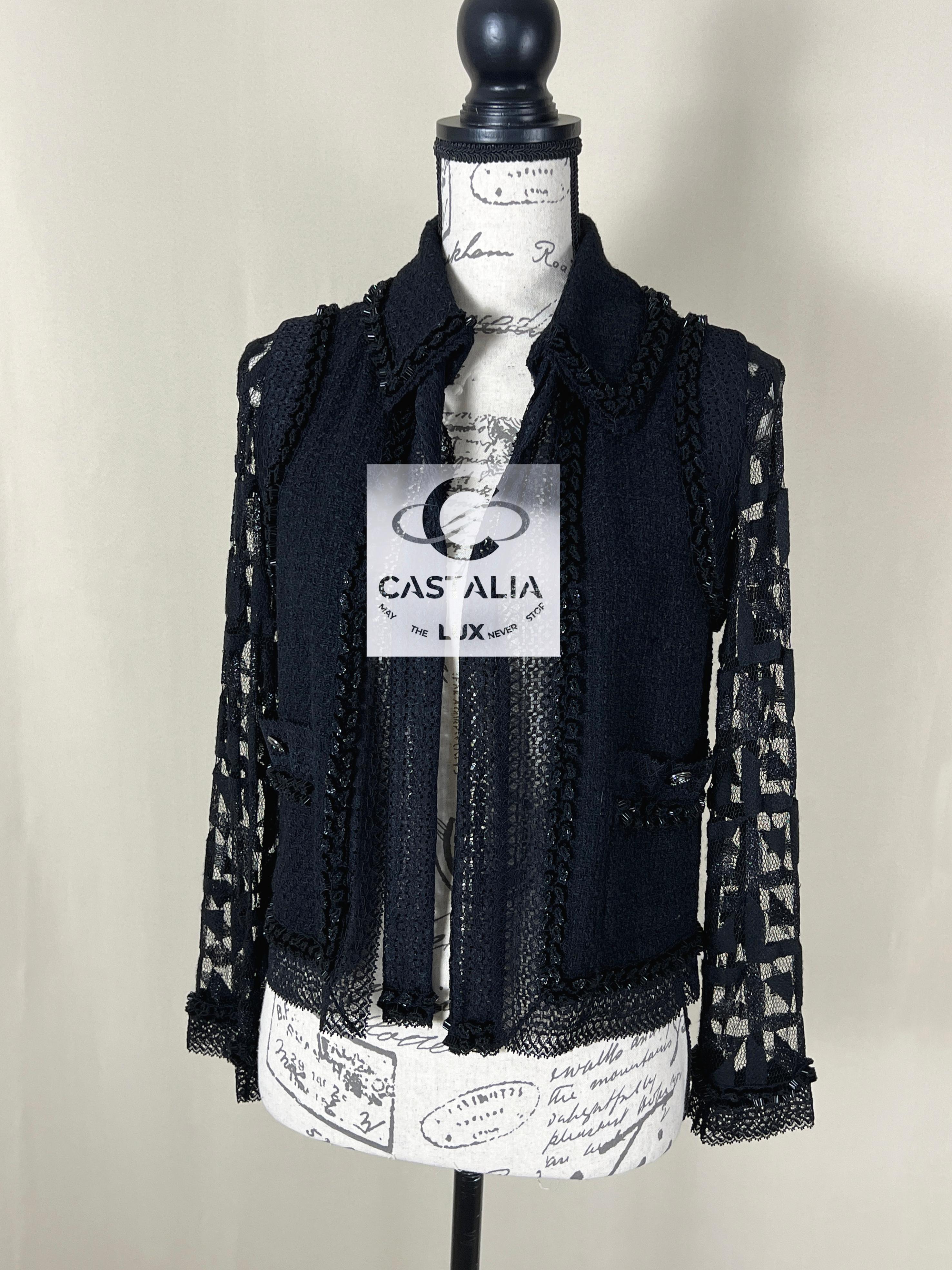 Chanel Parsi / Miami Jewel Detail Black Tweed Jacket 40 FR en vente 4
