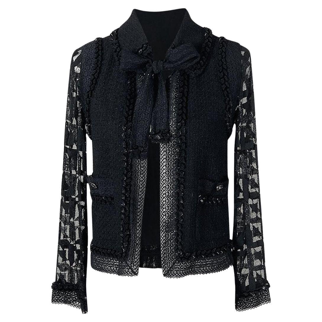 Chanel Parsi / Miami Jewel Detail Black Tweed Jacket 40 FR en vente