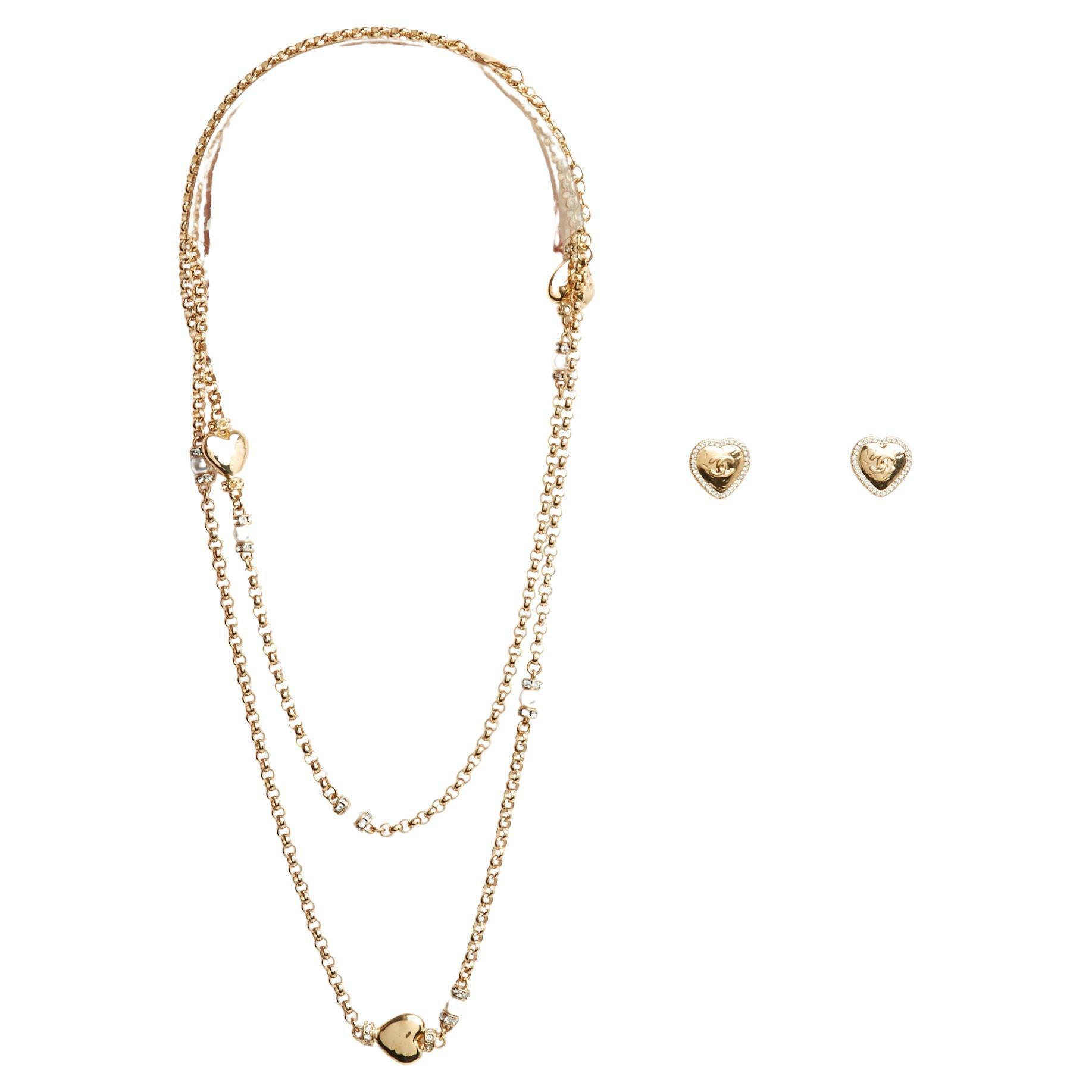 Chanel Parure Collier Sautoir et Boucles 2024 Collar de cadena corazón y juego de tachuelas en venta