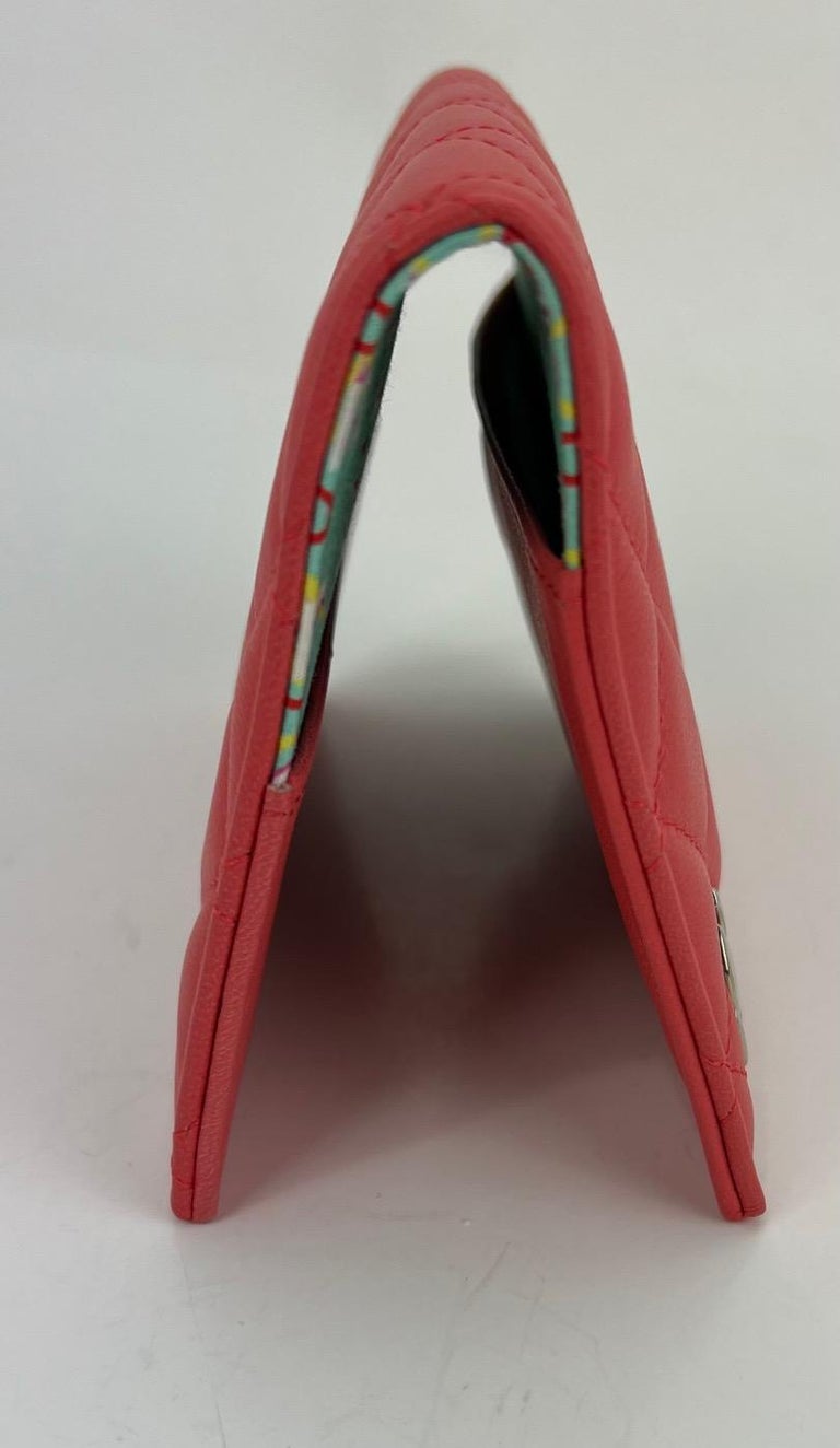 CHANEL Passport Holder Coral Quilted Calfskin Leather Wallet at 1stDibs