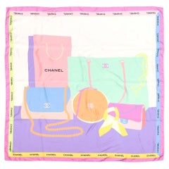 Chanel Pastel Classic Bags Print Silk Scarf