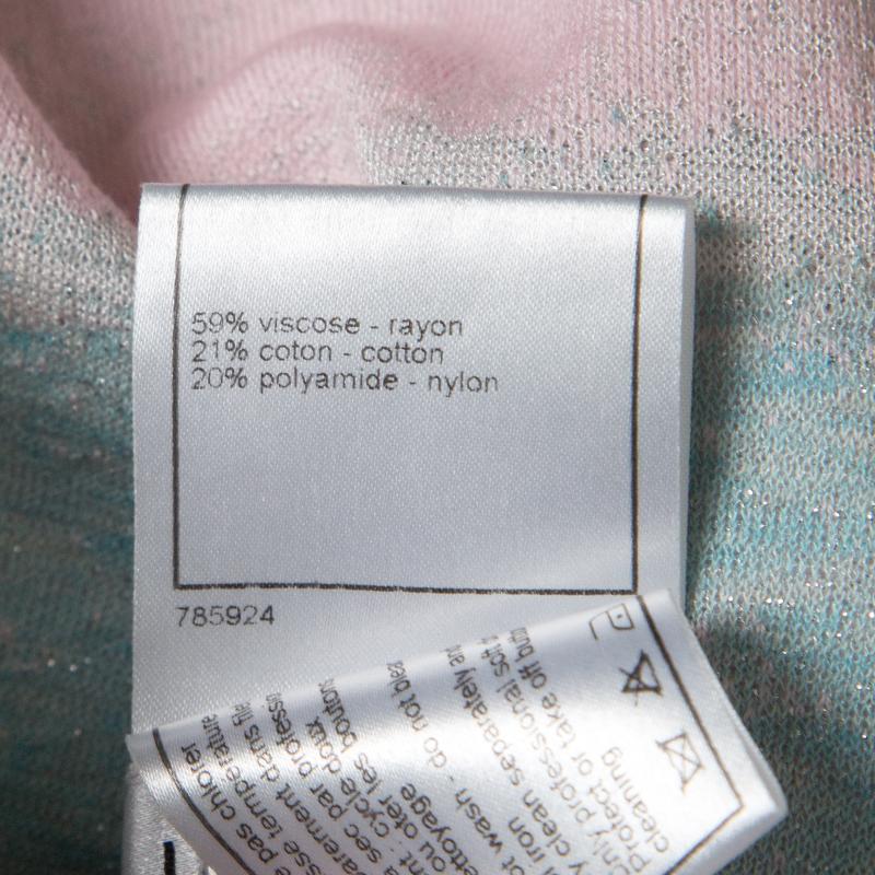 Chanel Pastel Lurex Knit Cutout Armhole Detail Long Sleeve Tunic M 1