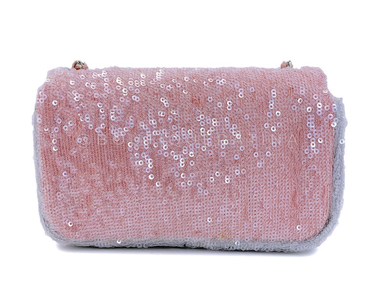 Chanel Pastel Rainbow Sequin Waterfall Rectangular Mini Flap Bag SHW 67658  For Sale at 1stDibs